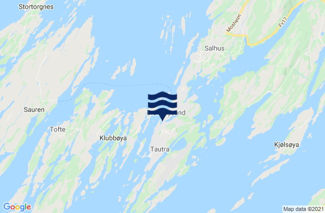 Mapa da tábua de marés em Brønnøy, Norway