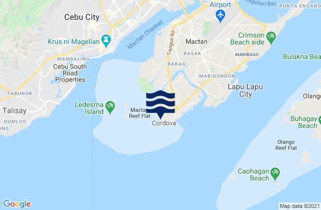 Mapa da tábua de marés em Buagsong, Philippines