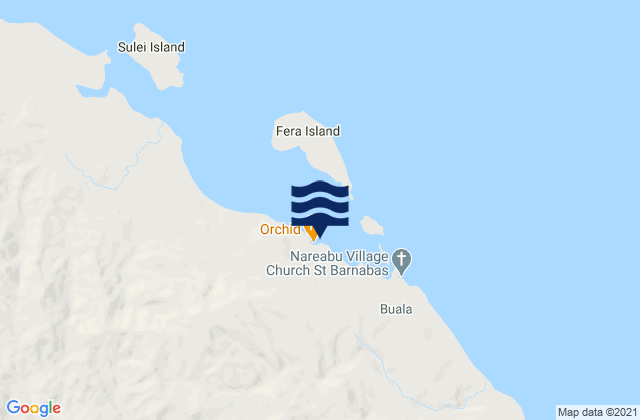 Mapa da tábua de marés em Buala, Solomon Islands