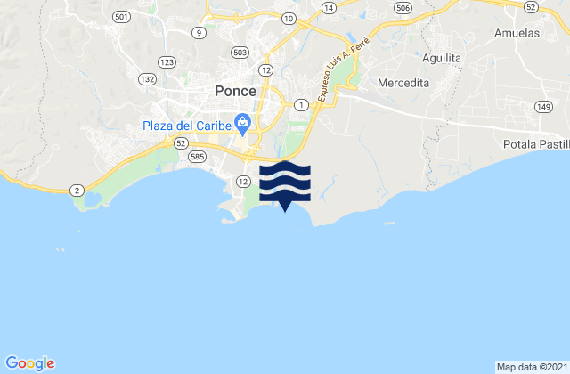 Mapa da tábua de marés em Bucaná Barrio, Puerto Rico