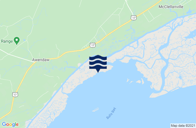 Mapa da tábua de marés em Buck Hall (Awendaw Creek), United States