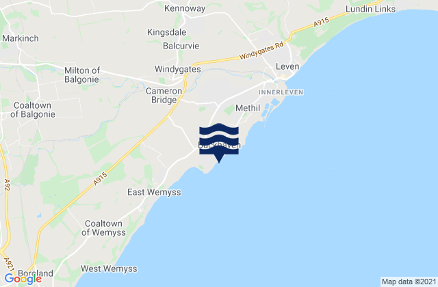 Mapa da tábua de marés em Buckhaven, United Kingdom