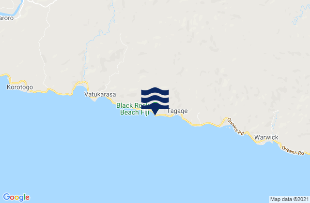 Mapa da tábua de marés em Bucona Point, Fiji
