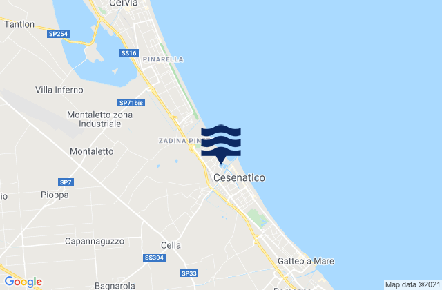 Mapa da tábua de marés em Budrio, Italy