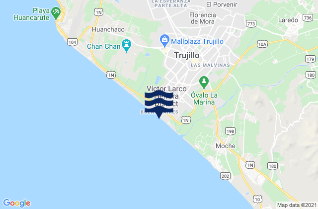 Mapa da tábua de marés em Buenos Aires, Peru