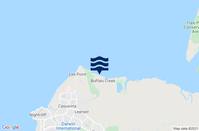 Mapa da tábua de marés em Buffalo Creek Beach, Australia
