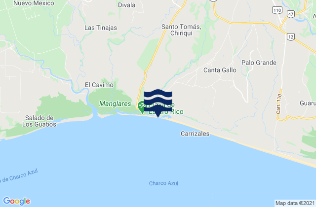 Mapa da tábua de marés em Bugaba, Panama