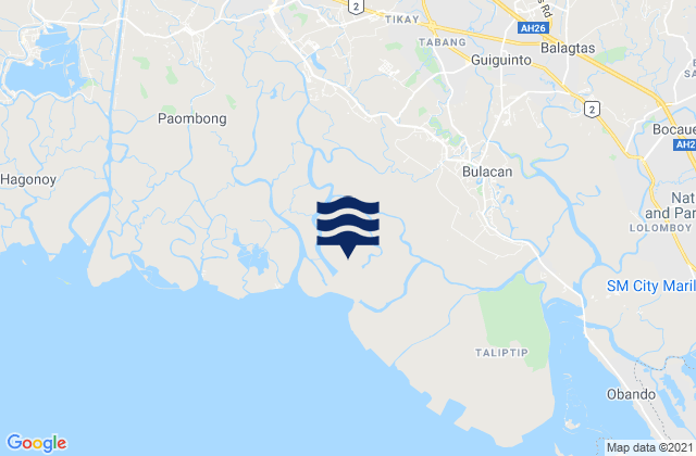 Mapa da tábua de marés em Bulacan, Philippines