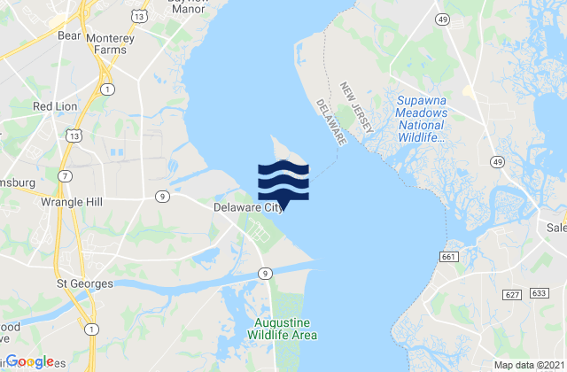 Mapa da tábua de marés em Bulkhead Shoal Channel SE Del. City, United States