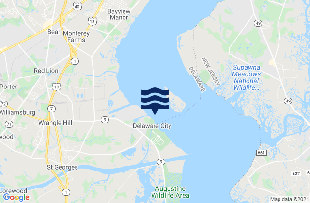 Mapa da tábua de marés em Bulkhead Shoal Channel off Del. City, United States