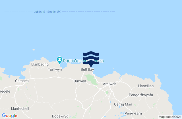 Mapa da tábua de marés em Bull Bay Beach, United Kingdom