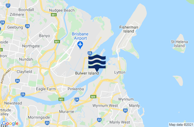 Mapa da tábua de marés em Bulwer Island, Australia