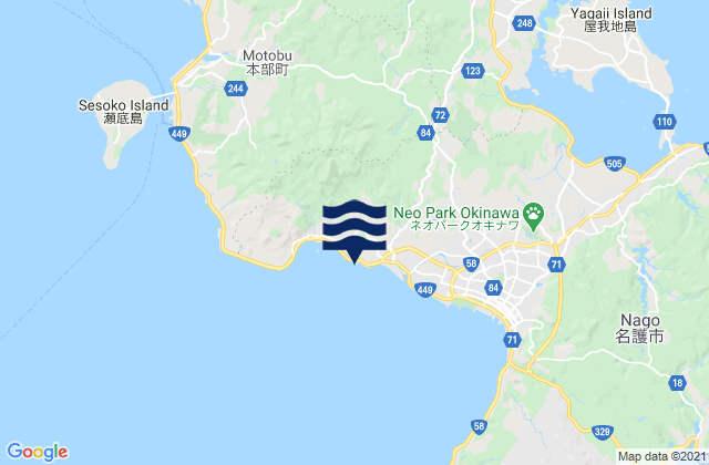 Mapa da tábua de marés em Buma, Japan