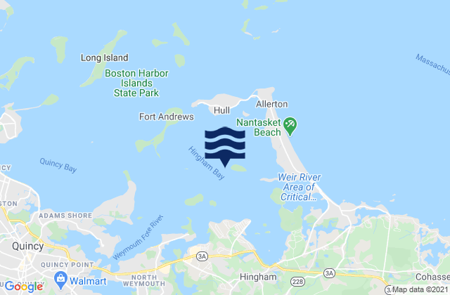 Mapa da tábua de marés em Bumkin Island 0.1 n.mi. west of, United States
