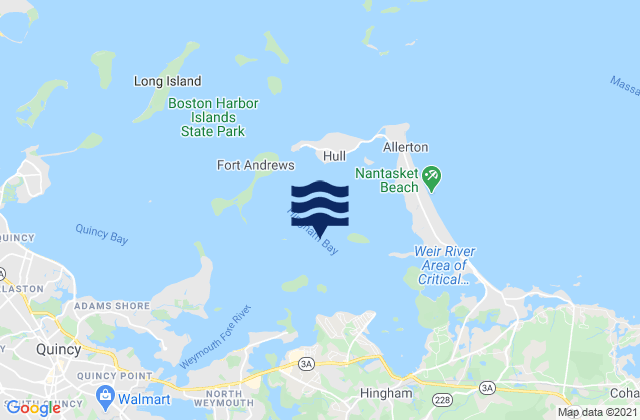 Mapa da tábua de marés em Bumkin Island 0.4 n.mi. west of, United States