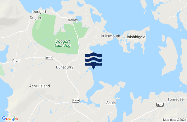 Mapa da tábua de marés em Bunacurry Harbour, Ireland