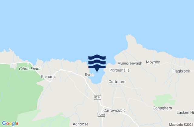 Mapa da tábua de marés em Bunatrahir Bay, Ireland