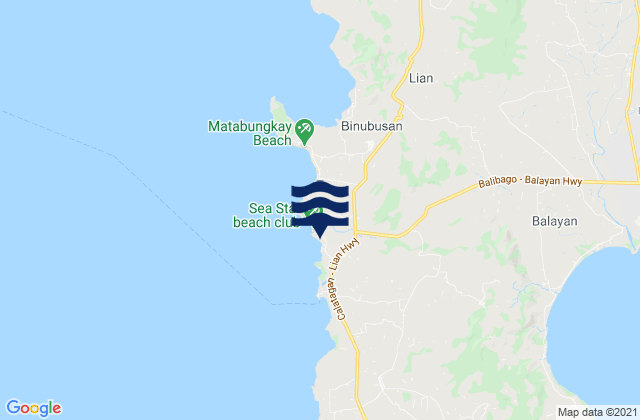 Mapa da tábua de marés em Bungahan, Philippines