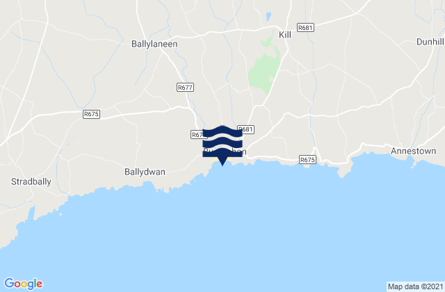 Mapa da tábua de marés em Bunmahon Bay, Ireland