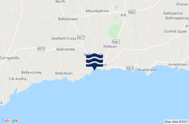 Mapa da tábua de marés em Bunmahon, Ireland