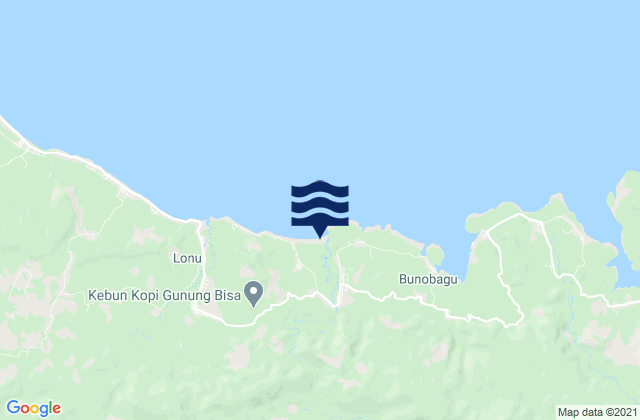 Mapa da tábua de marés em Bunobogu, Indonesia