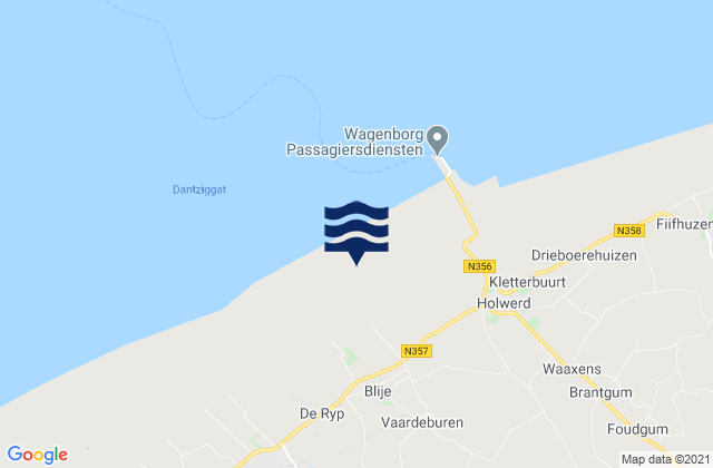 Mapa da tábua de marés em Burdaard, Netherlands