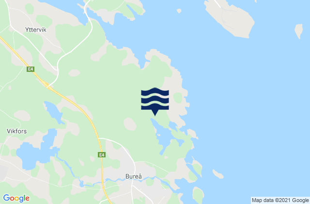 Mapa da tábua de marés em Bureå, Sweden