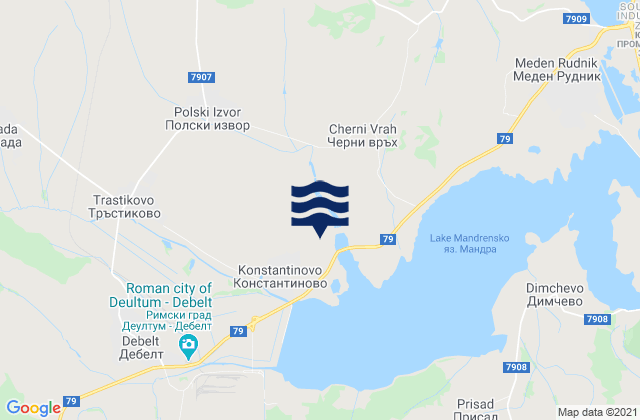 Mapa da tábua de marés em Burgas, Bulgaria