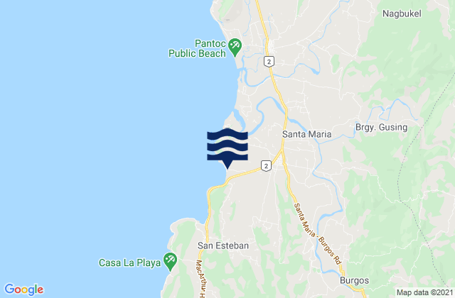 Mapa da tábua de marés em Burgos, Philippines