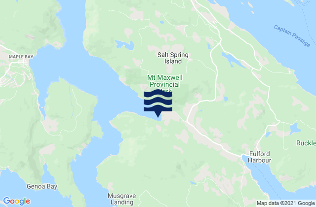 Mapa da tábua de marés em Burgoyne Bay, Canada