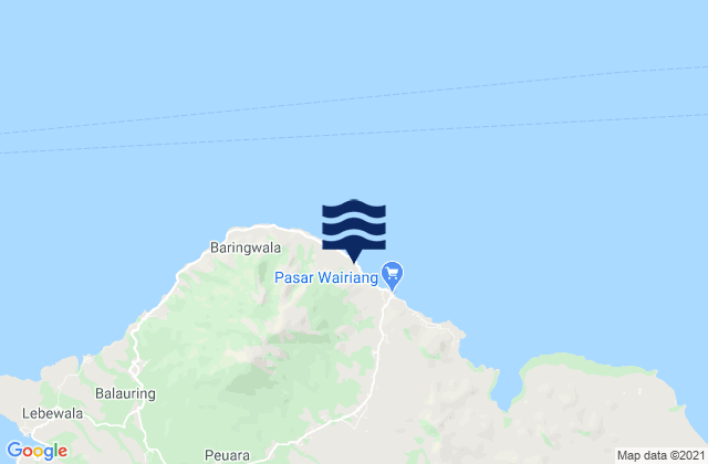 Mapa da tábua de marés em Buriwutung, Indonesia