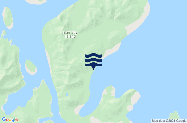 Mapa da tábua de marés em Burnaby Island, Canada