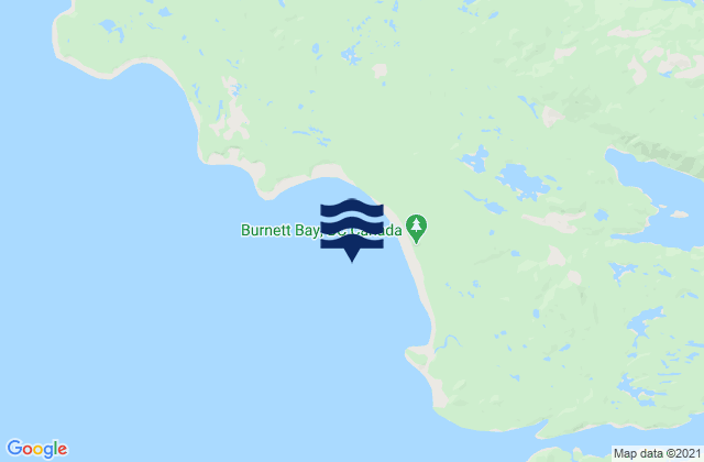 Mapa da tábua de marés em Burnett Bay, Canada