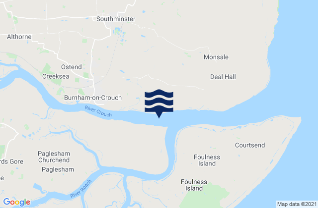 Mapa da tábua de marés em Burnham-on-Crouch, United Kingdom