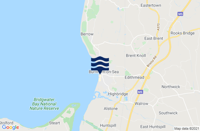 Mapa da tábua de marés em Burnham-on-Sea, United Kingdom
