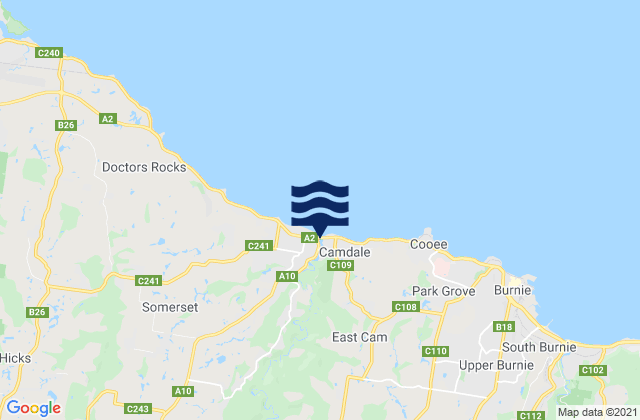 Mapa da tábua de marés em Burnie, Australia