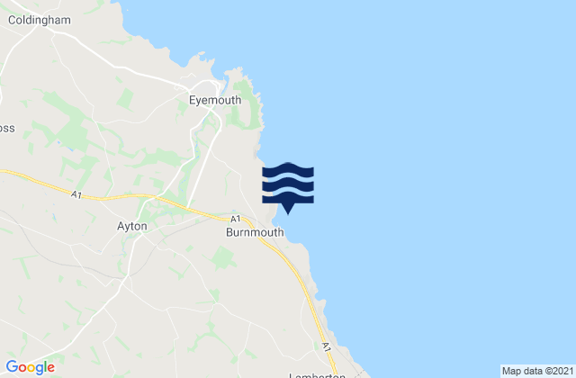 Mapa da tábua de marés em Burnmouth Bay, United Kingdom