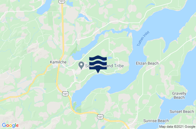 Mapa da tábua de marés em Burns Point (Totten Inlet), United States