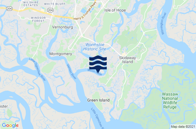 Mapa da tábua de marés em Burnside Island SE of Burnside River, United States