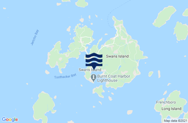 Mapa da tábua de marés em Burnt Coat Harbor Swans Island, United States