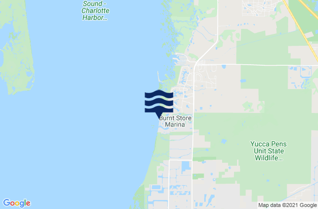 Mapa da tábua de marés em Burnt Store Marina, United States