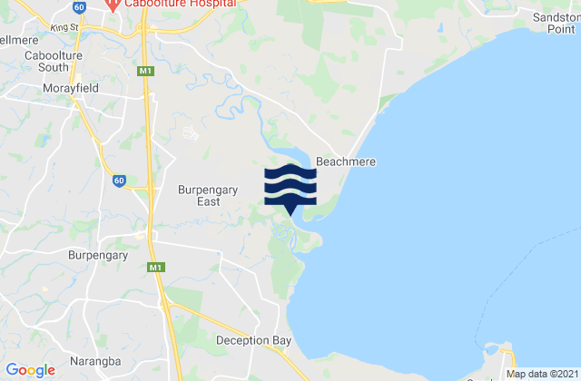 Mapa da tábua de marés em Burpengary, Australia