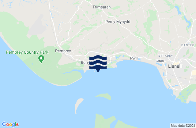 Mapa da tábua de marés em Burry Port Beach, United Kingdom