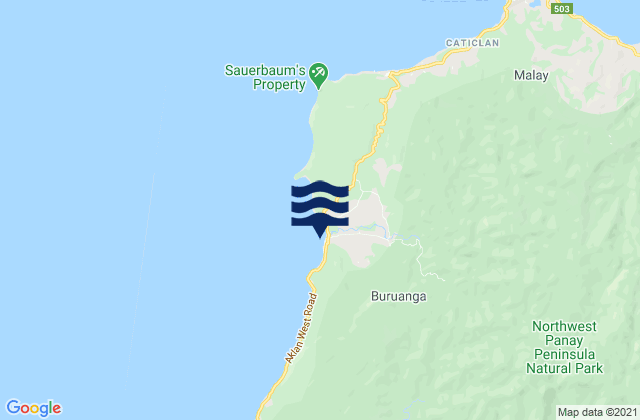 Mapa da tábua de marés em Buruanga, Philippines