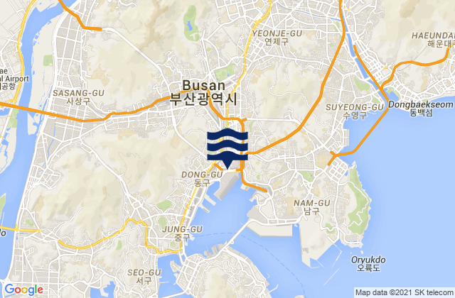 Mapa da tábua de marés em Busanjin-gu, South Korea