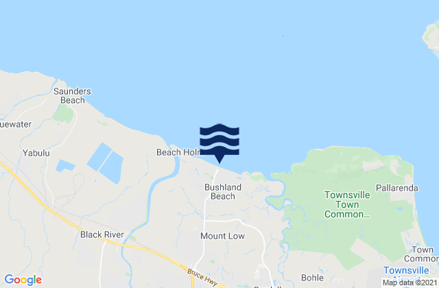Mapa da tábua de marés em Bushland Beach, Australia
