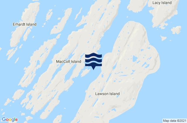 Mapa da tábua de marés em Button Islands, Canada
