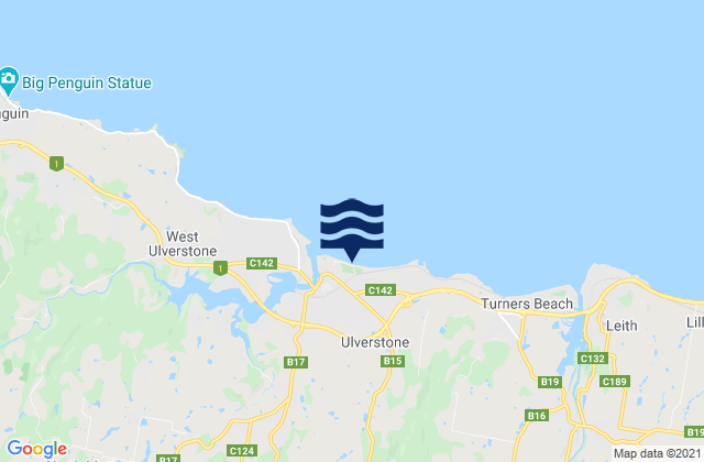Mapa da tábua de marés em Buttons Beach, Australia