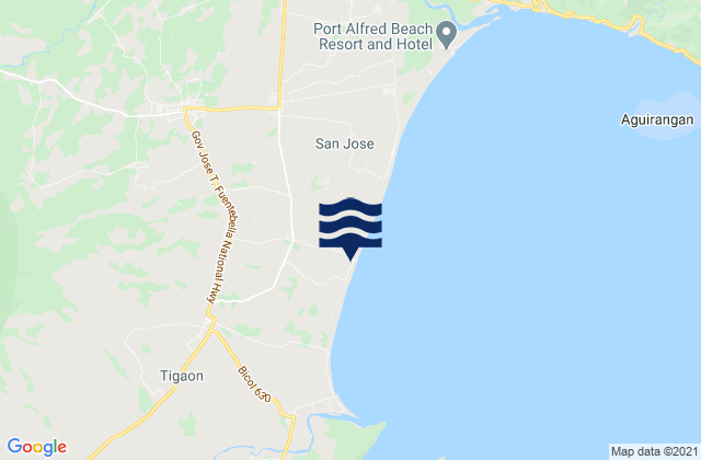 Mapa da tábua de marés em Buyo, Philippines