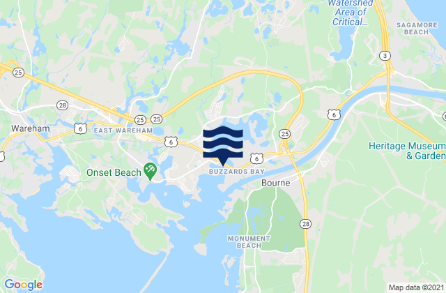 Mapa da tábua de marés em Buzzards Bay, United States